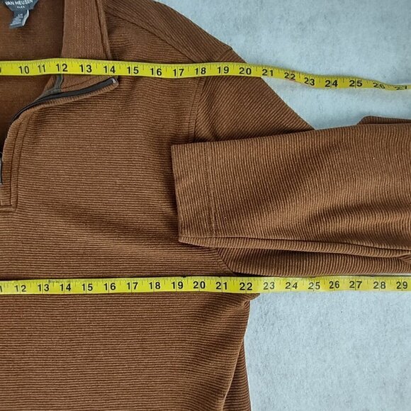 Van Heusen Mens Dark Orange Flex Long Sleeve 1/4 Zip Soft Sweater Size Large - Picture 8 of 13